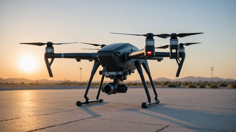 DJI commercial drone on launch pad during pre-flight preparation